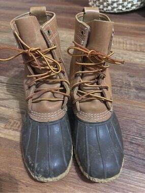 L.L. Bean Brown Tan and Dark Brown Duck Boots